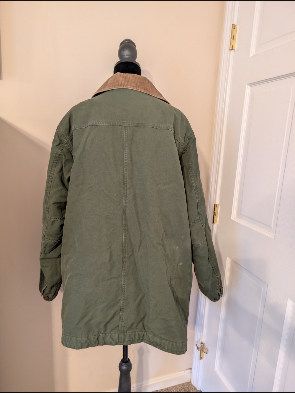 L.L. Bean Vintage Thinsulate Barn Coat Green Corduroy Collar Plus Size 1X - Picture 2 of 10